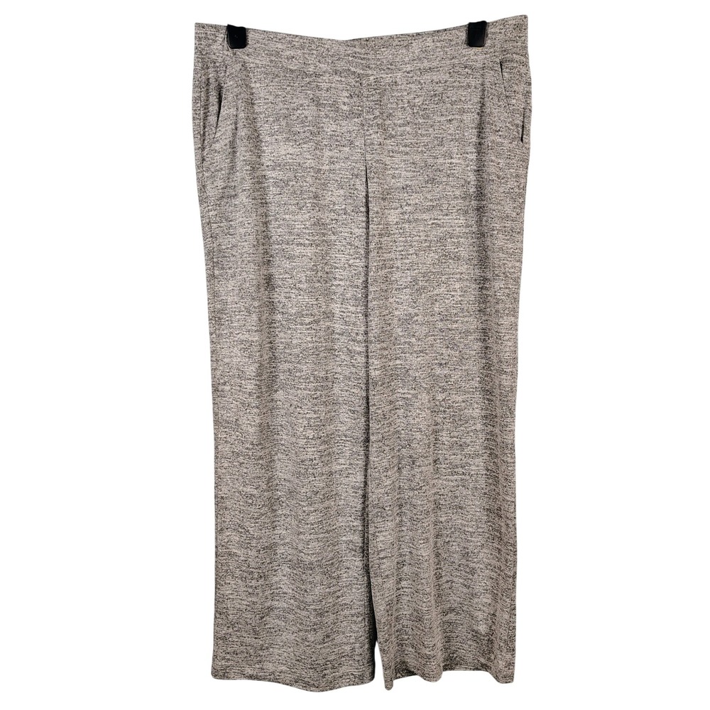 Chicos Womens XL Wide Leg Knit Pants Gray Marl Rayon Relaxed Quiet Luxury